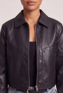 Vegan Leather Zip Bomber Jacket