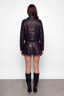 Belted Faux Leather Cropped Moto Jacket