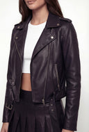 Belted Faux Leather Cropped Moto Jacket