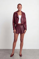 Belted Faux Leather Cropped Moto Jacket