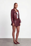 Belted Faux Leather Cropped Moto Jacket