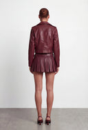 Belted Faux Leather Cropped Moto Jacket