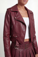Belted Faux Leather Cropped Moto Jacket