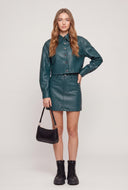 Vegan Leather Button Front Jacket