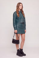 Vegan Leather Button Front Jacket