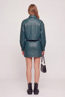 Vegan Leather Button Front Jacket