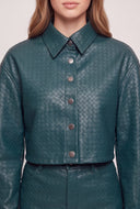 Vegan Leather Button Front Jacket