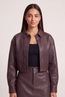 Vegan Leather Button Front Jacket