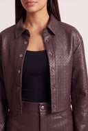 Vegan Leather Button Front Jacket