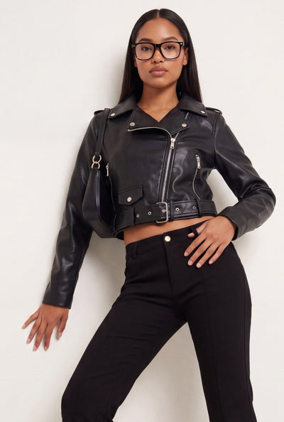 Jade Crop Moto Jacket