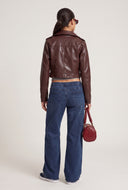 Jade Crop Moto Jacket