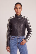 Vegan Leather Side Stripe Jacket