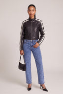 Vegan Leather Side Stripe Jacket