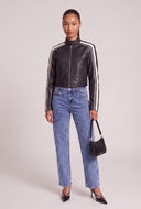 Vegan Leather Side Stripe Jacket