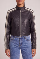 Vegan Leather Side Stripe Jacket