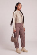 Vegan Leather Side Stripe Jacket