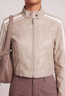 Vegan Leather Side Stripe Jacket