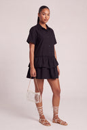 Asymmetrical Ruffle Tiered Shirt Dress