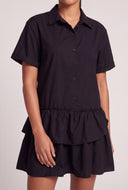 Asymmetrical Ruffle Tiered Shirt Dress
