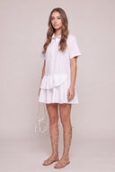 Asymmetrical Ruffle Tiered Shirt Dress