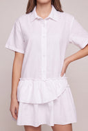 Asymmetrical Ruffle Tiered Shirt Dress