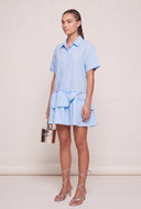 Asymmetrical Ruffle Tiered Shirt Dress