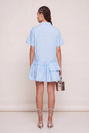 Asymmetrical Ruffle Tiered Shirt Dress