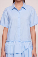 Asymmetrical Ruffle Tiered Shirt Dress