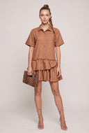 Asymmetrical Ruffle Tiered Shirt Dress