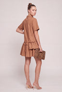 Asymmetrical Ruffle Tiered Shirt Dress