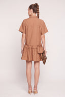 Asymmetrical Ruffle Tiered Shirt Dress