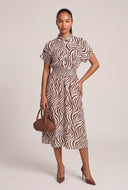 Zebra Print Midi Shirt Dress