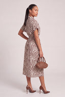 Zebra Print Midi Shirt Dress