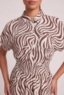 Zebra Print Midi Shirt Dress