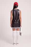 Vegan Leather Studded Graphic Dress