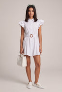 Belted Ruffle Shirt Dress
