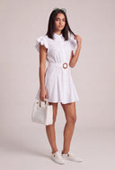 Belted Ruffle Shirt Dress