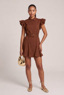 Belted Ruffle Shirt Dress