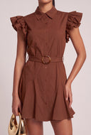 Belted Ruffle Shirt Dress