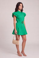 Belted Ruffle Shirt Dress
