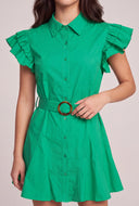 Belted Ruffle Shirt Dress