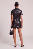 Vegan Leather Mini Shirt Dress