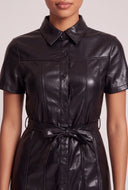 Vegan Leather Mini Shirt Dress
