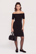Cable Knit Off The Shoulder Dress