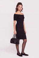 Cable Knit Off The Shoulder Dress