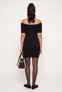 Cable Knit Off The Shoulder Dress