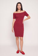 Cable Knit Off The Shoulder Dress