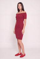 Cable Knit Off The Shoulder Dress