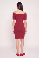 Cable Knit Off The Shoulder Dress