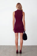 Rib Knit Sleeveless Mock Neck Mini Dress